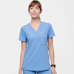 Women's Light Blue V-Neck Scrub Top